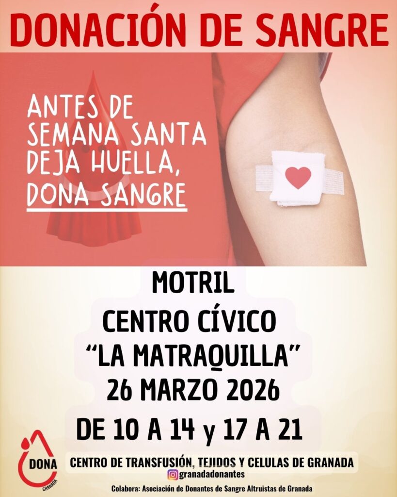 DONACIÓN DE SANGRE 26 DE MARZO de 2026 en el Centro Cívico de la Matraquilla
