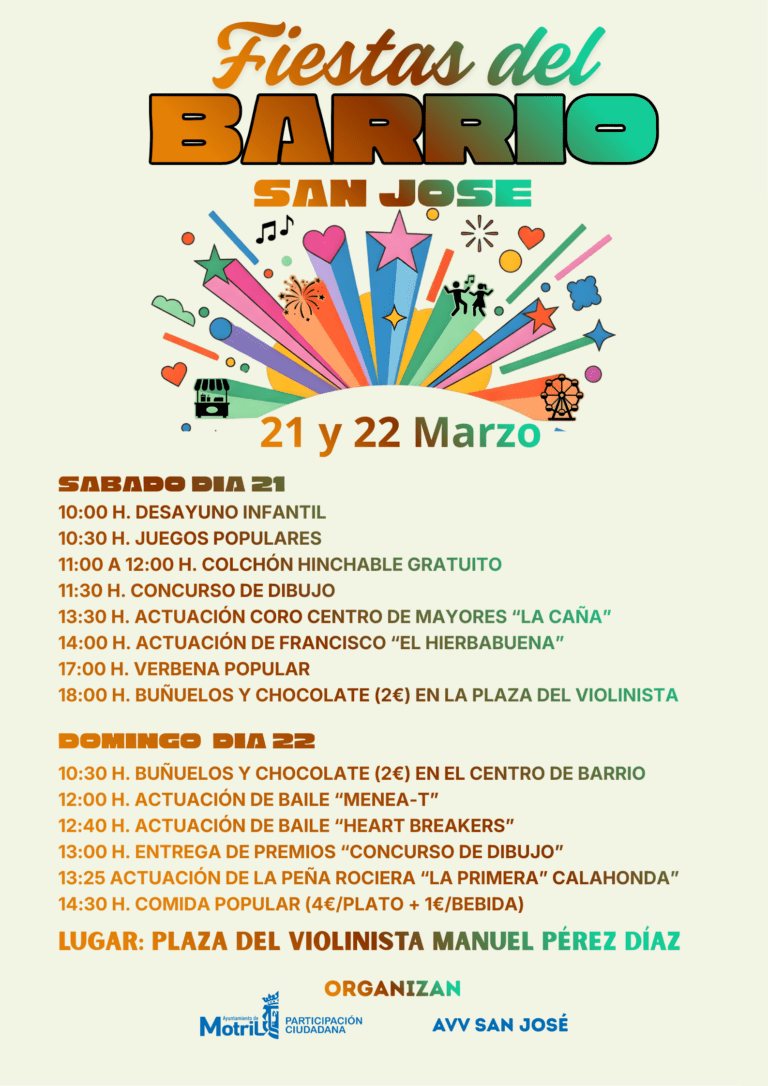 FIESTAS del Barrio de San José los días 21 y 22 de marzo de 2026