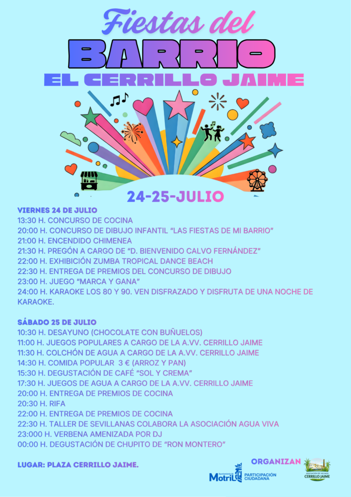 Fiestas del Barrio de Cerrillo Jaime los días 24 y 25 de Julio de 2026