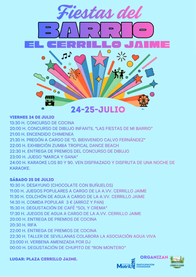 Fiestas del Barrio de Cerrillo Jaime los días 24 y 25 de Julio de 2026